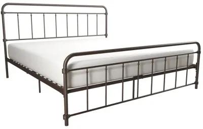 Wallace Spindle Metal Bed with Elegant Curves and Slats