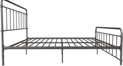 Wallace Spindle Metal Bed with Elegant Curves and Slats