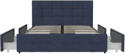 Rose Upholstered Bed with Button Tufted Detail and Storage Drawers