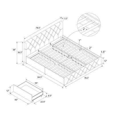 Dakota Upholstered Bed with Left Or Right Storage Drawers