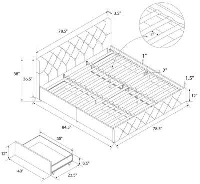 Dakota Upholstered Bed with Left Or Right Storage Drawers