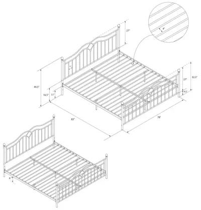 Tokyo Metal Bed with Headboard, Footboard and Metal Slats