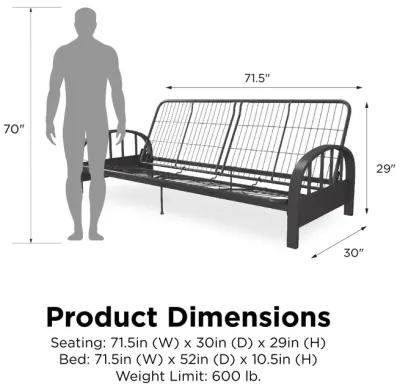 Ailee Metal Full Size Futon Frame with Multiple Reclining Positions