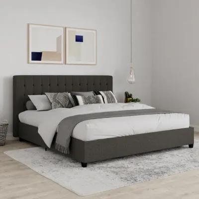 Emily Tufted Upholstered Bed with Wooden slats and Frame