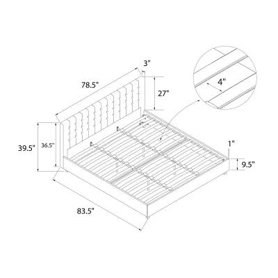 Emily Tufted Upholstered Bed with Wooden slats and Frame