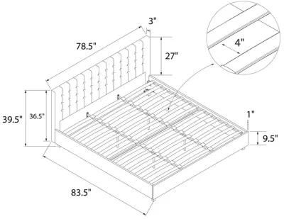 Emily Tufted Upholstered Bed with Wooden slats and Frame