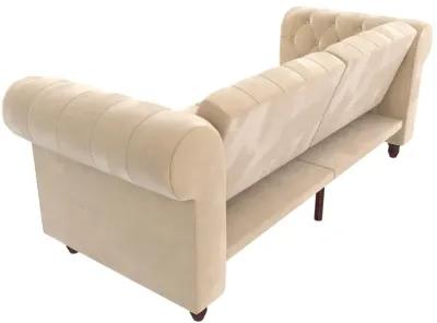 Felix Chesterfield Futon in Velvet Upholstery with Victorian Wood Padded Legs