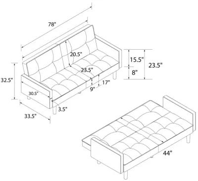 Harper Convertible Upholstered Futon with Wide Track Arms