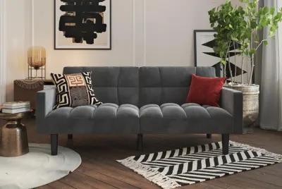 Harper Convertible Upholstered Futon with Wide Track Arms