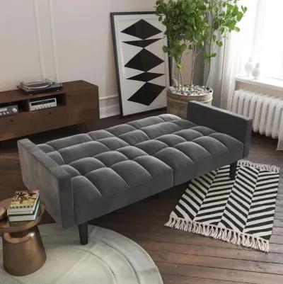 Harper Convertible Upholstered Futon with Wide Track Arms