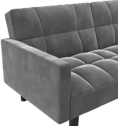 Harper Convertible Upholstered Futon with Wide Track Arms