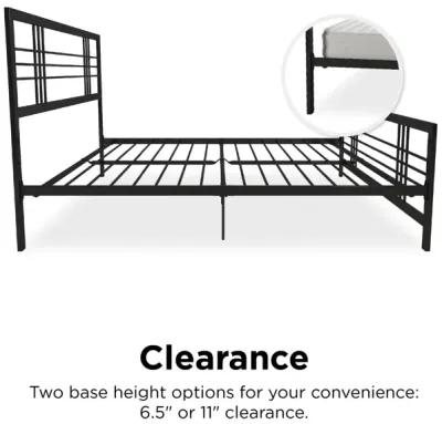 Burbank Metal Frame Bed with Adjustable Heights for Under Bed Storage