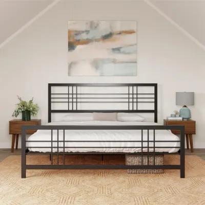 Burbank Metal Frame Bed with Adjustable Heights for Under Bed Storage