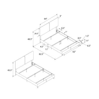 Janford Upholstered Bed with Sturdy Wood and Metal Frame