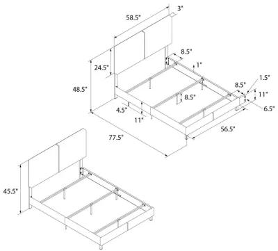 Janford Upholstered Bed with Sturdy Wood and Metal Frame