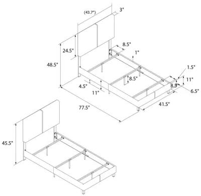 Janford Upholstered Bed with Sturdy Wood and Metal Frame