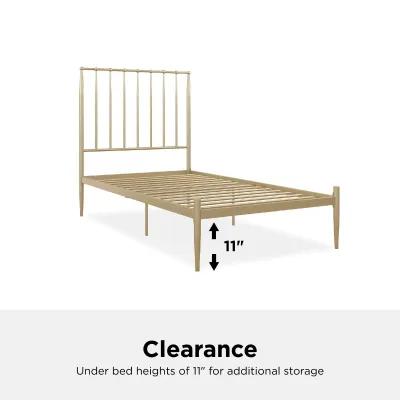 Giulia Modern Metal Platform Bed with Headboard and Underbed Clearance