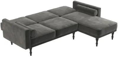 Edison Velvet Upholstered Small Space Reversible Sectional Futon