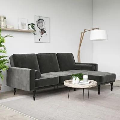 Edison Velvet Upholstered Small Space Reversible Sectional Futon