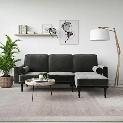 Edison Velvet Upholstered Small Space Reversible Sectional Futon