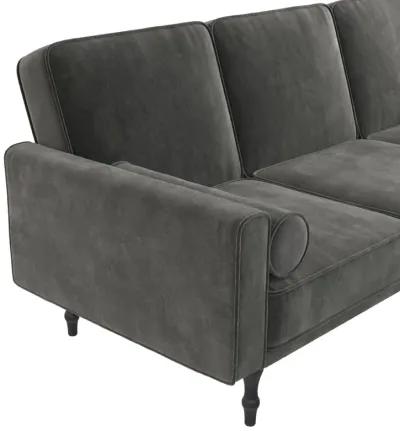 Edison Velvet Upholstered Small Space Reversible Sectional Futon