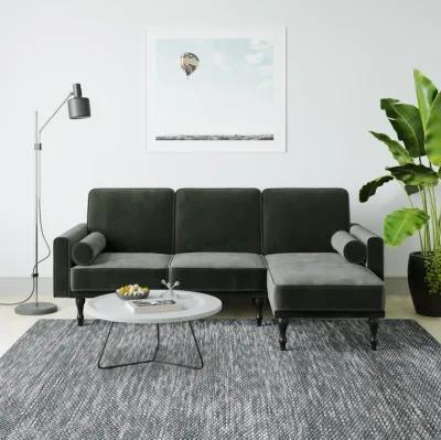 Edison Velvet Upholstered Small Space Reversible Sectional Futon