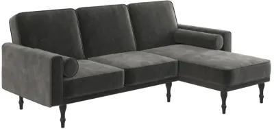 Edison Velvet Upholstered Small Space Reversible Sectional Futon