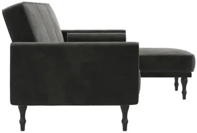 Edison Velvet Upholstered Small Space Reversible Sectional Futon