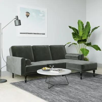 Edison Velvet Upholstered Small Space Reversible Sectional Futon