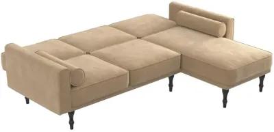 Edison Velvet Upholstered Small Space Reversible Sectional Futon