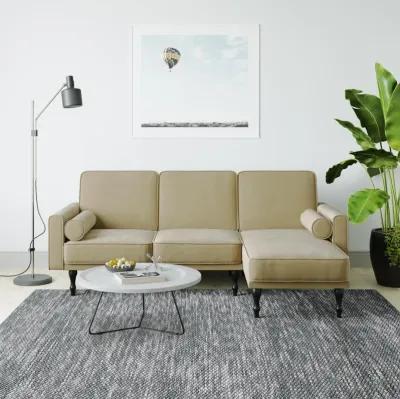 Edison Velvet Upholstered Small Space Reversible Sectional Futon