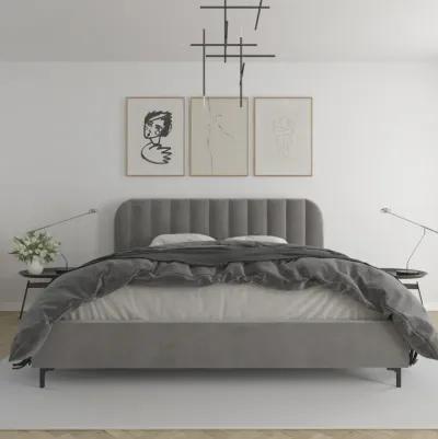 Callie Velvet Upholstered Bed with Wood Frame and Slats