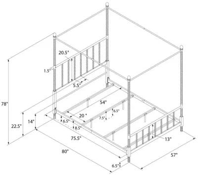 Jenny Lind Metal Canopy Bed with Twist Spindles