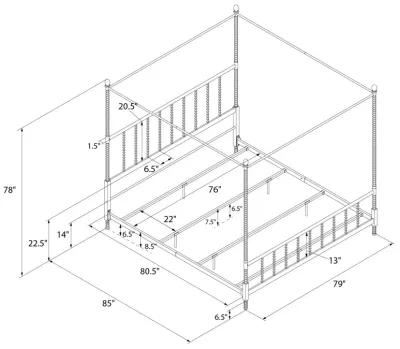 Jenny Lind Metal Canopy Bed with Twist Spindles