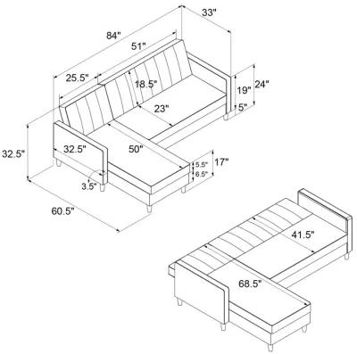 Celine Reversible Sectional Futon with Storage Chaise