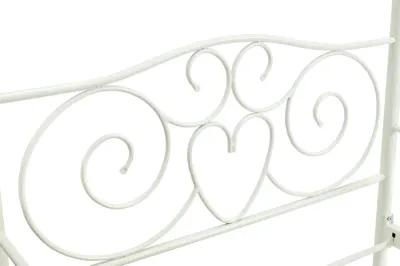 Canopy Metal Bed Frame with Intricate Design Headboard and Secured Slats