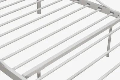 Canopy Metal Bed Frame with Intricate Design Headboard and Secured Slats