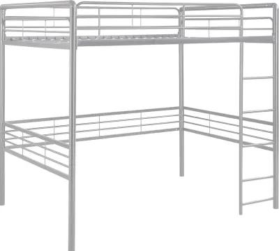 Tommy Full Metal Loft Bed with 59 Inches of Under Bed Storage