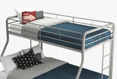 Dusty Twin over Full Metal Bunk Bed with Integrated Ladder