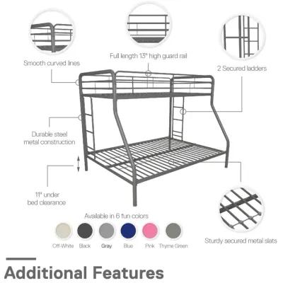 Dusty Twin over Full Metal Bunk Bed with Integrated Ladder