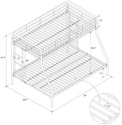 Dusty Twin over Full Metal Bunk Bed with Integrated Ladder