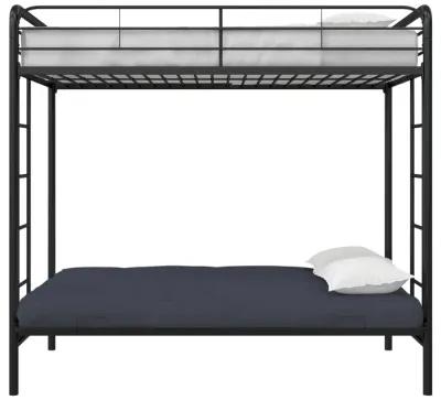 Sammuel Twin over Futon Metal Bunk Bed with Integrated Ladders and Guardrails