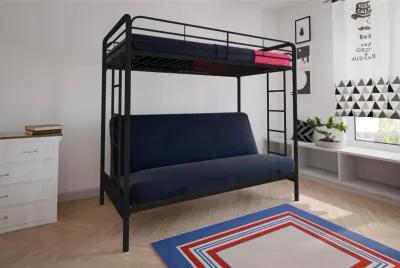 Sammuel Twin over Futon Metal Bunk Bed with Integrated Ladders and Guardrails