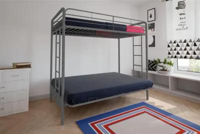 Sammuel Twin over Futon Metal Bunk Bed with Integrated Ladders and Guardrails