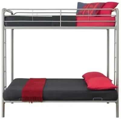 Sammuel Twin over Futon Metal Bunk Bed with Integrated Ladders and Guardrails