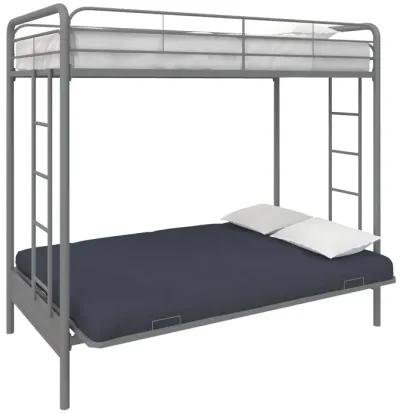 Sammuel Twin over Futon Metal Bunk Bed with Integrated Ladders and Guardrails