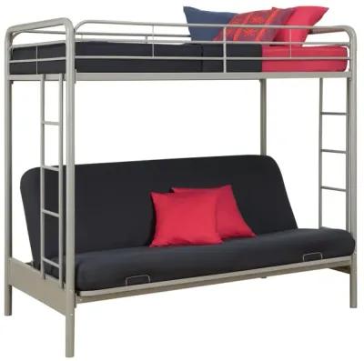 Sammuel Twin over Futon Metal Bunk Bed with Integrated Ladders and Guardrails