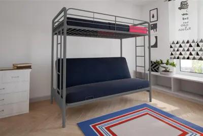 Sammuel Twin over Futon Metal Bunk Bed with Integrated Ladders and Guardrails