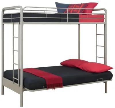 Sammuel Twin over Futon Metal Bunk Bed with Integrated Ladders and Guardrails