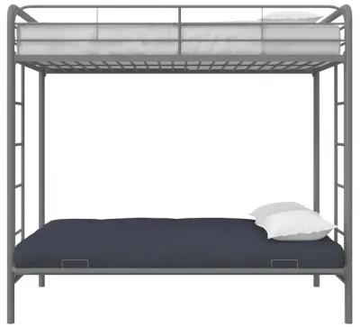 Sammuel Twin over Futon Metal Bunk Bed with Integrated Ladders and Guardrails